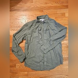 Long sleeve button-down shirt.